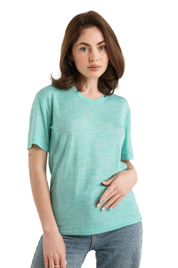 Women's Merino T-shirt 180 Light Teal Crewneck