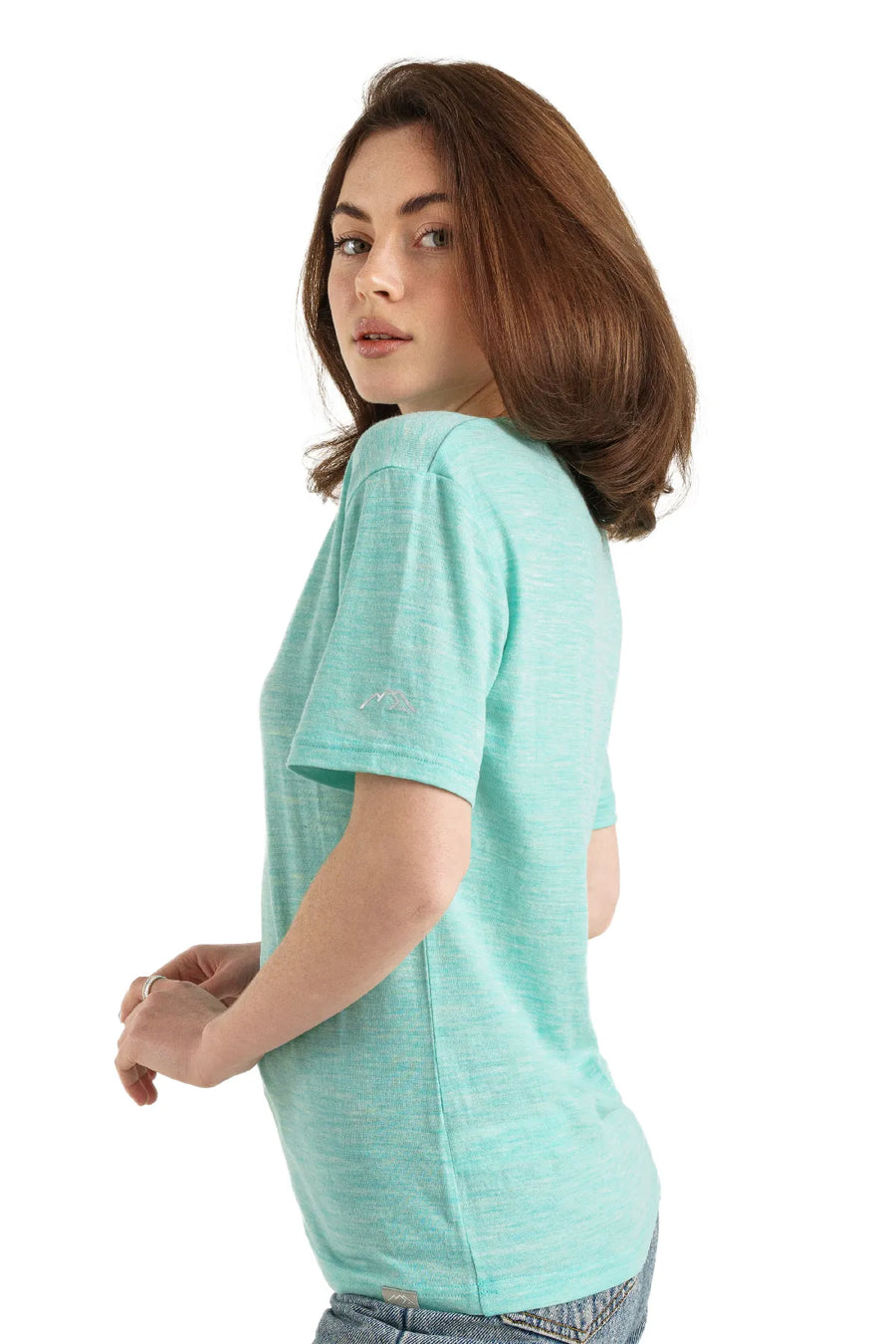 Women's Merino T-shirt 180 Light Teal Crewneck — view 2