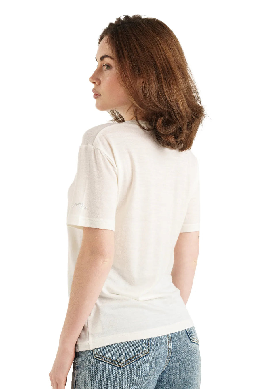 Women's Merino T-shirt 180 Off White Crewneck with socks — view 3