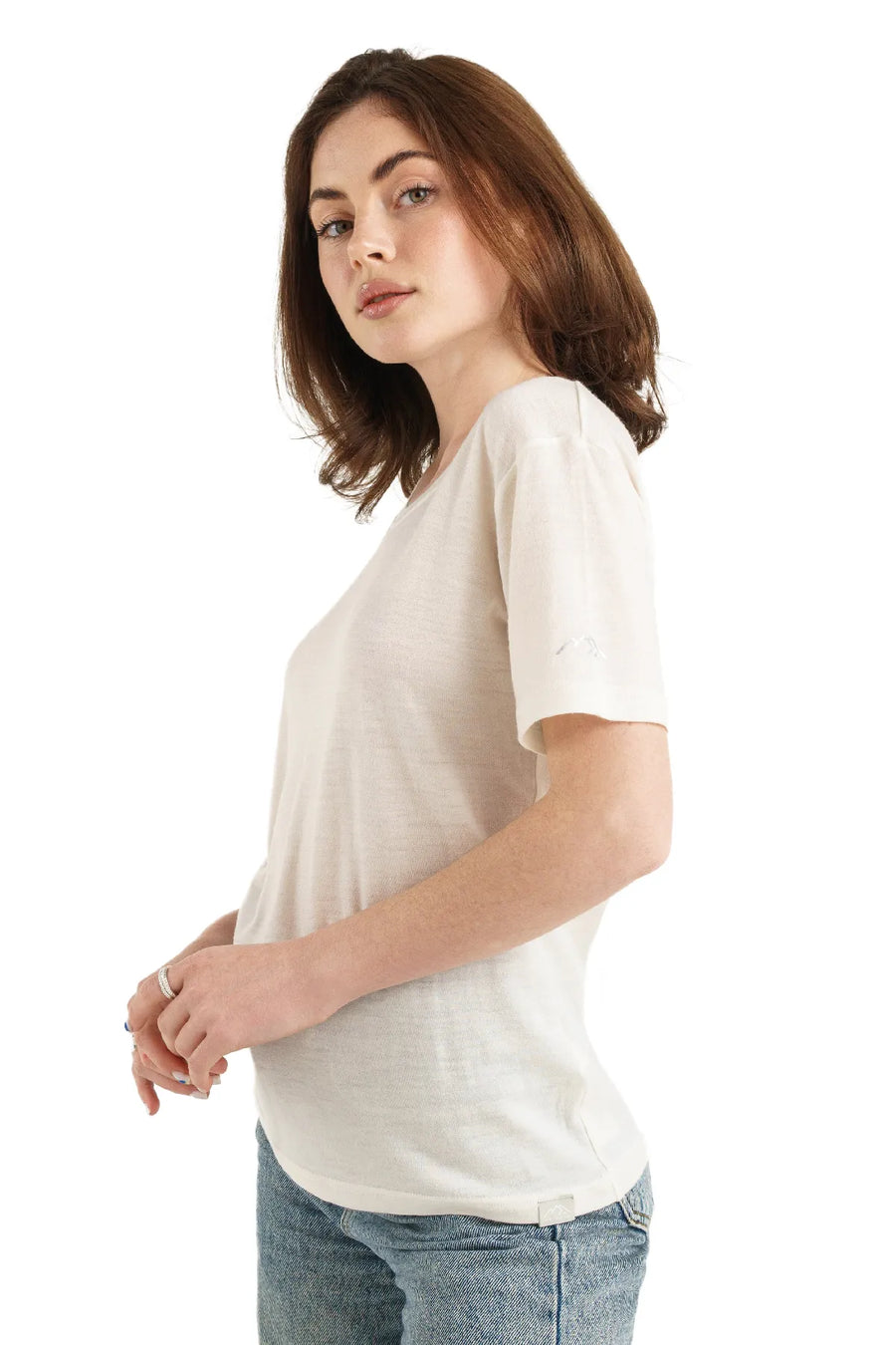 Women's Merino T-shirt 180 Off White Crewneck with socks — view 2