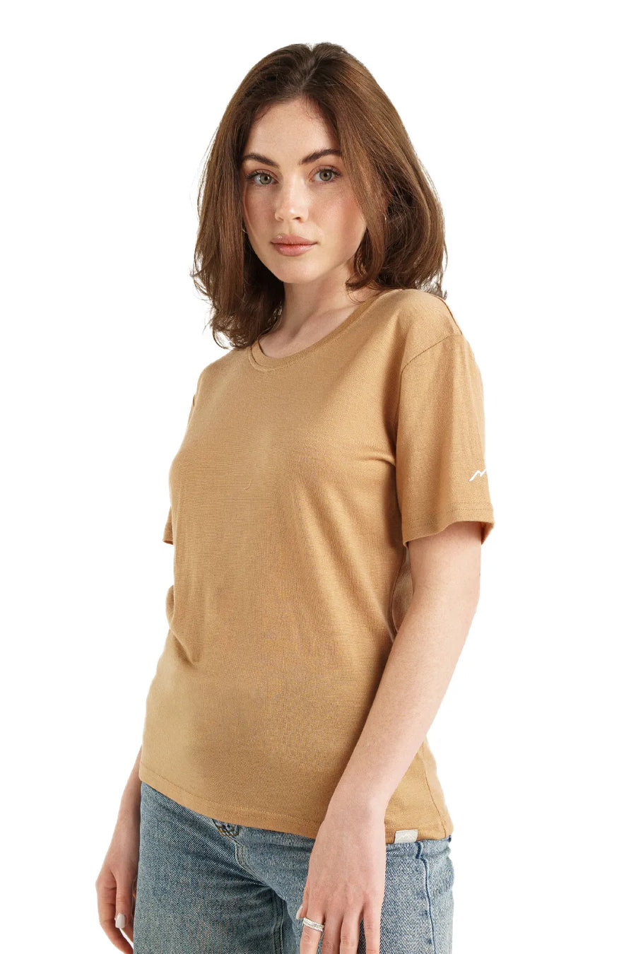 Women's Merino T-shirt 180 Tan Crewneck — view 2