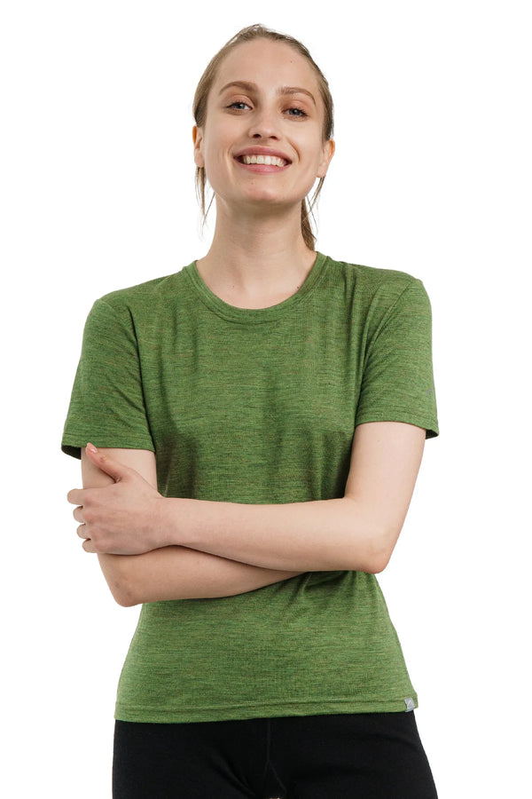 Women's Merino T-shirt 180 Olive Green Crewneck