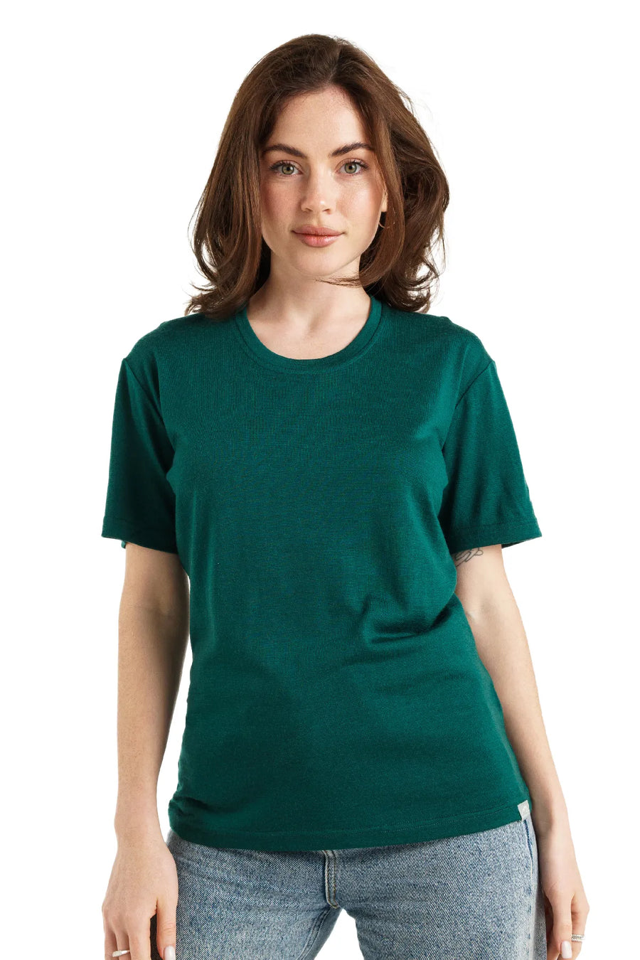 Women's Merino T-shirt 180 Rainforest Green Crewneck