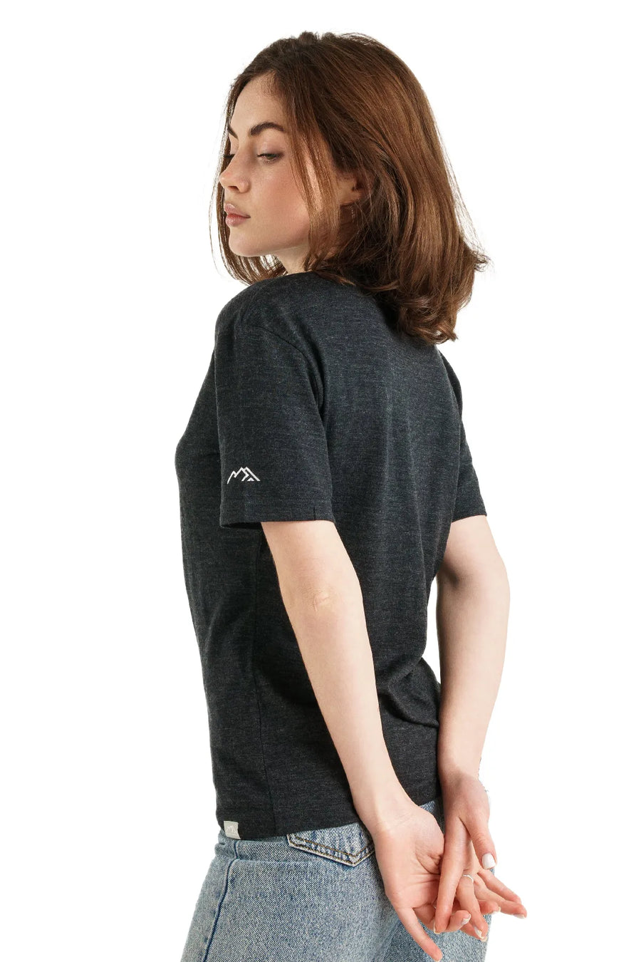 Women's Merino T-shirt 180 Ebony Gray V-Neck — view 3