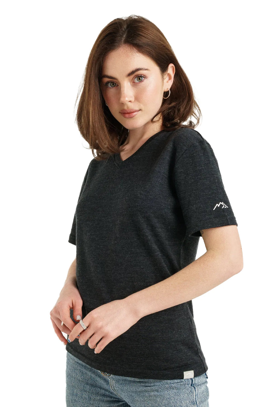 Women's Merino T-shirt 180 Ebony Gray V-Neck — view 2