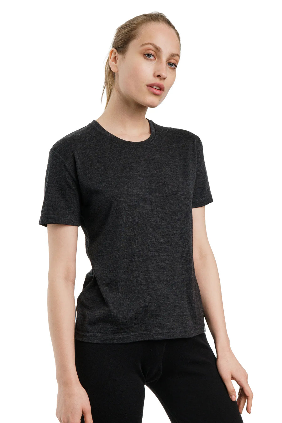 Women's Merino T-shirt 180 Ebony Gray Crewneck