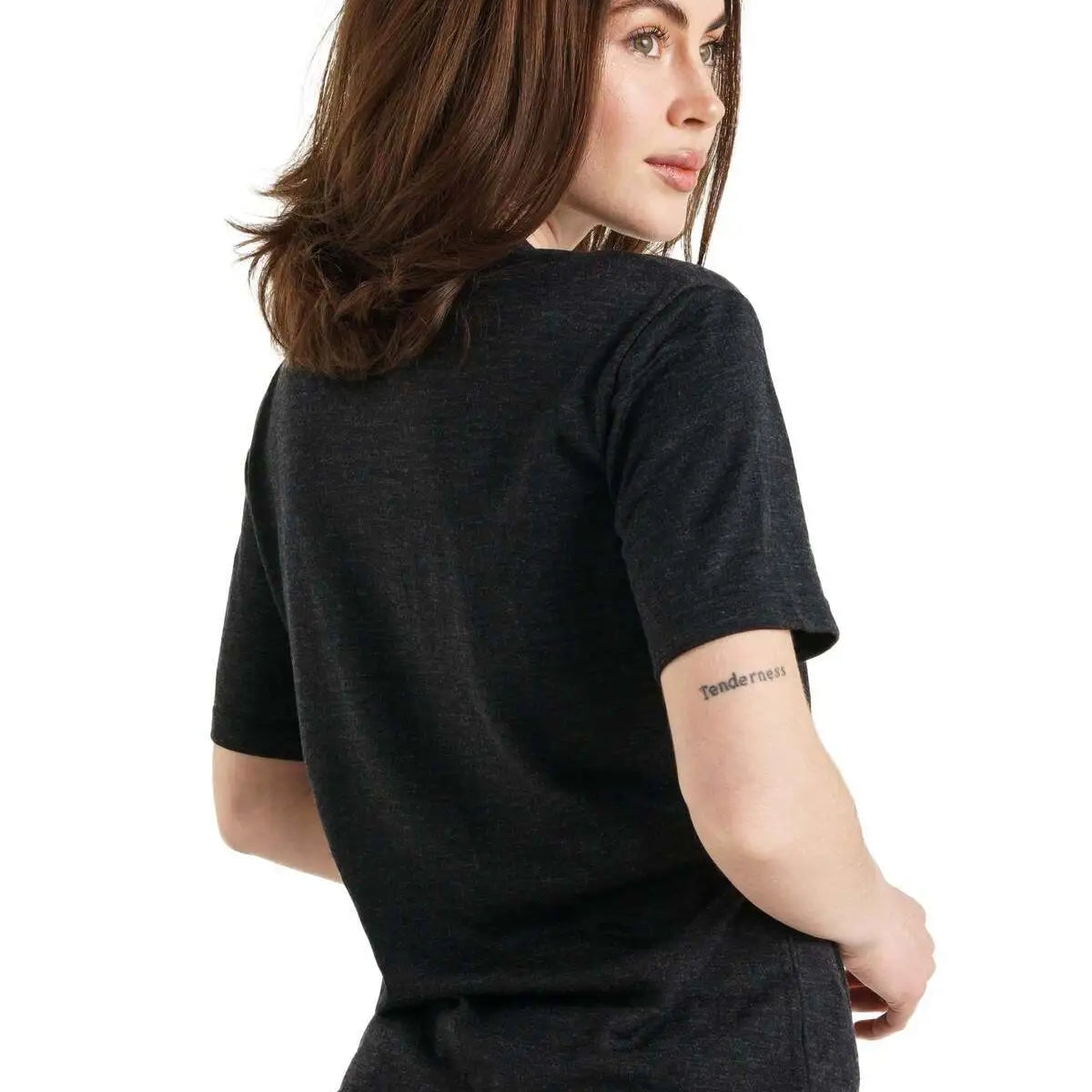 Ultimate Comfort: Women's 100% Merino Wool Melange Black T-Shirts for ...