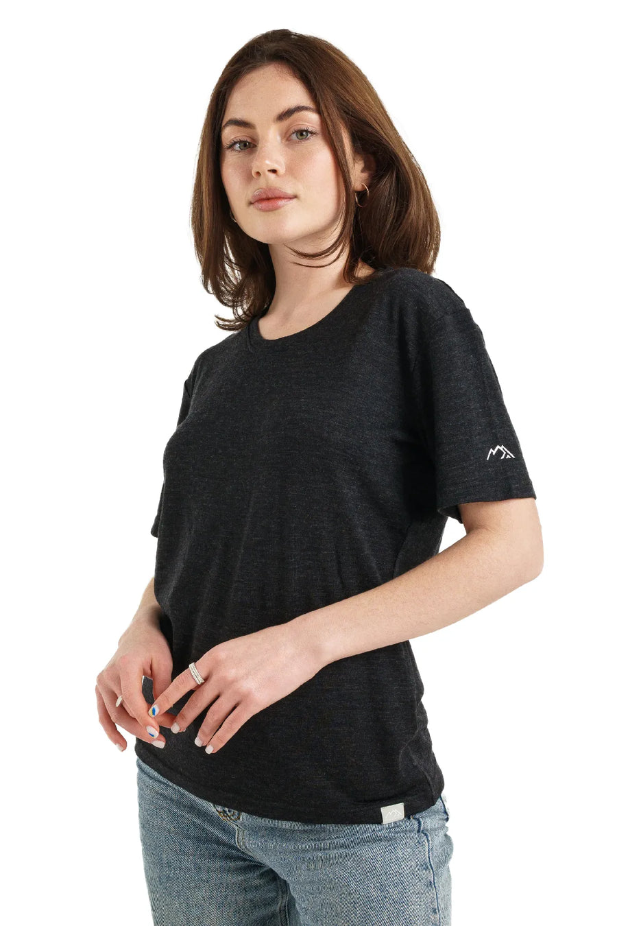 Women's Merino T-shirt 180 Melange Black Crewneck — view 2