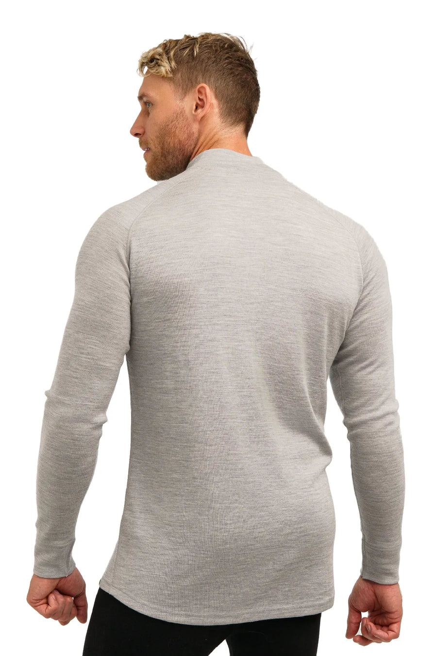 Men's Merino Half Zip Long Sleeve 320 Heather Gray — view 2