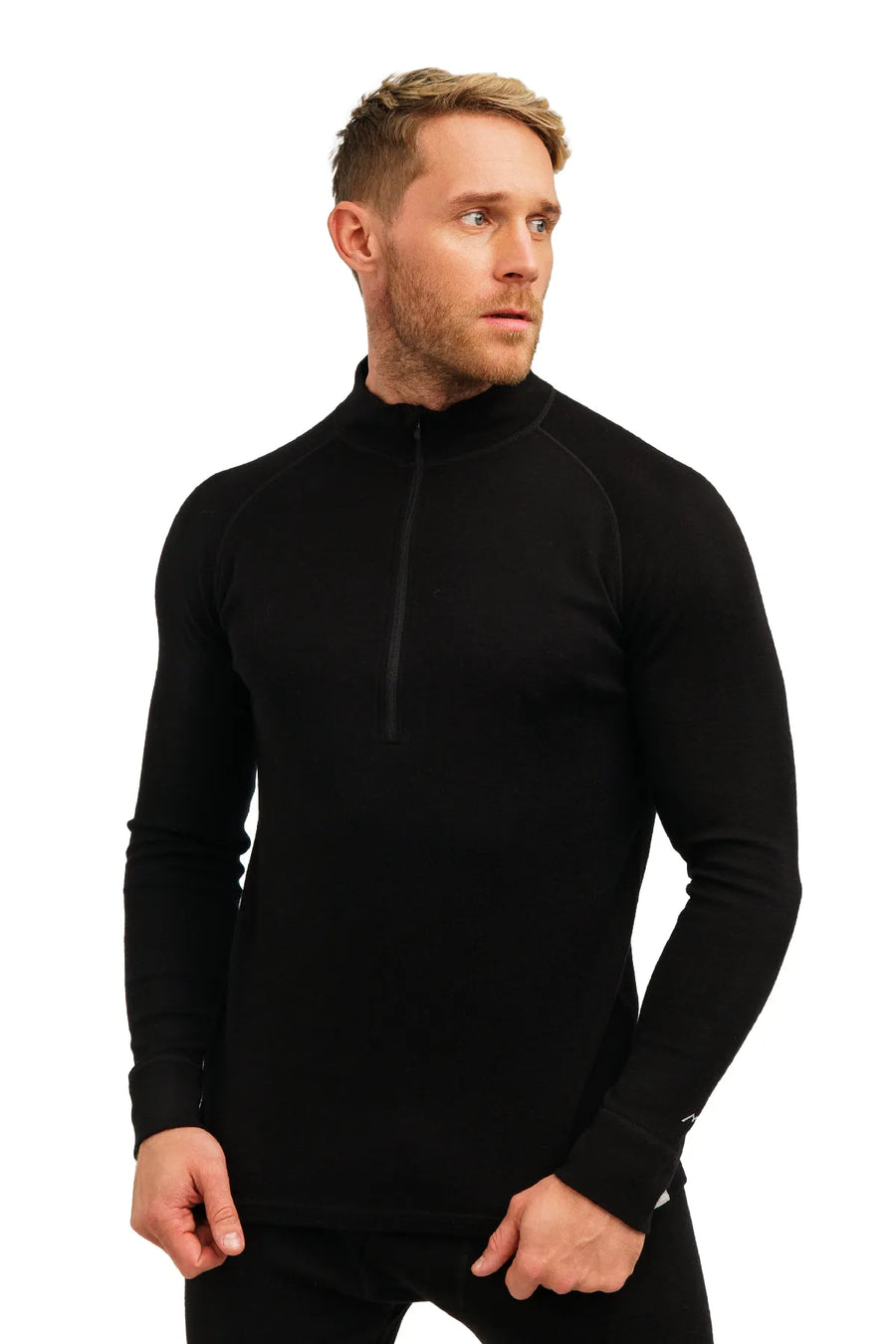 Men's Merino Half Zip Long Sleeve 320 Black — view 2