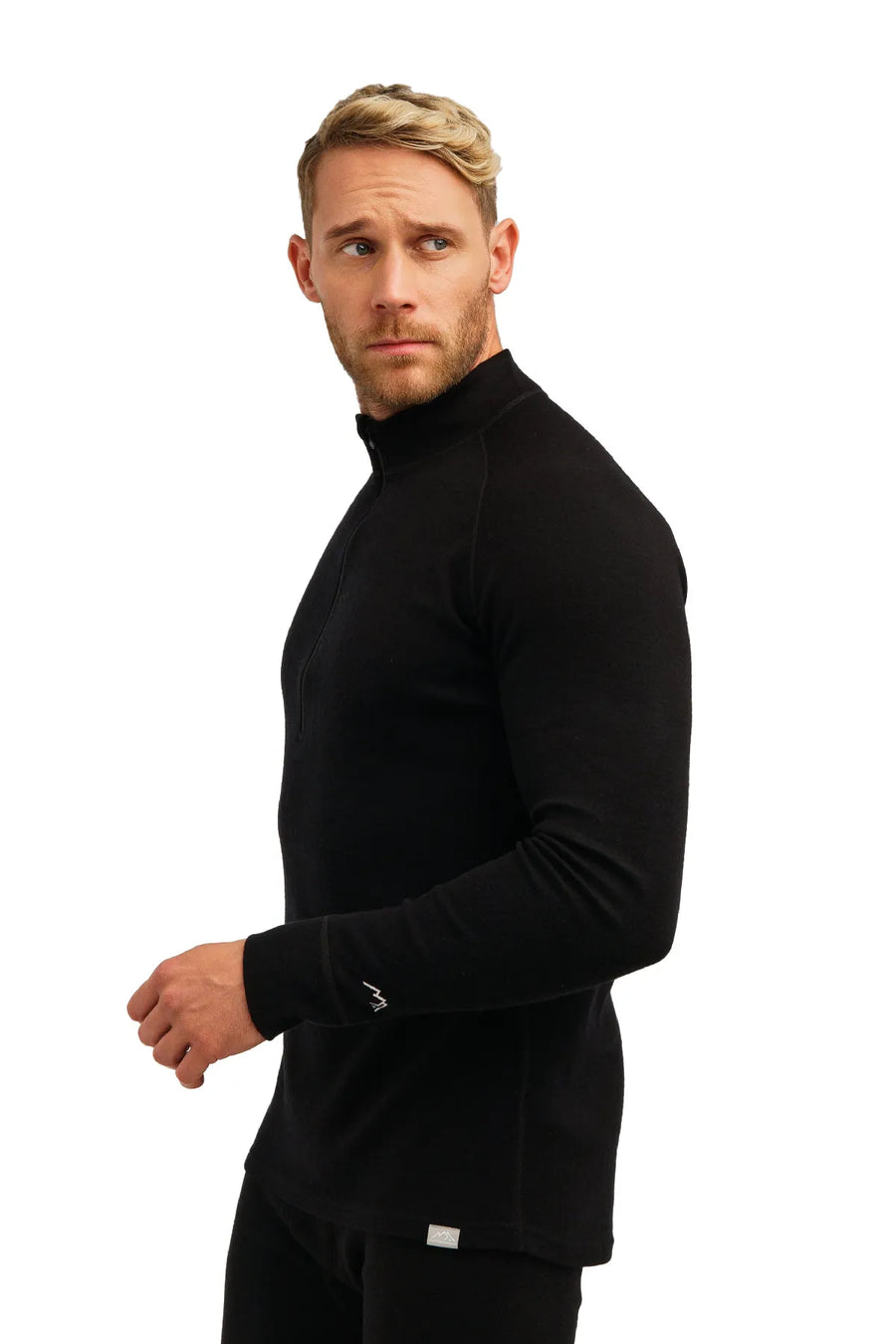 Men's Merino Half Zip Long Sleeve 320 Black — view 3
