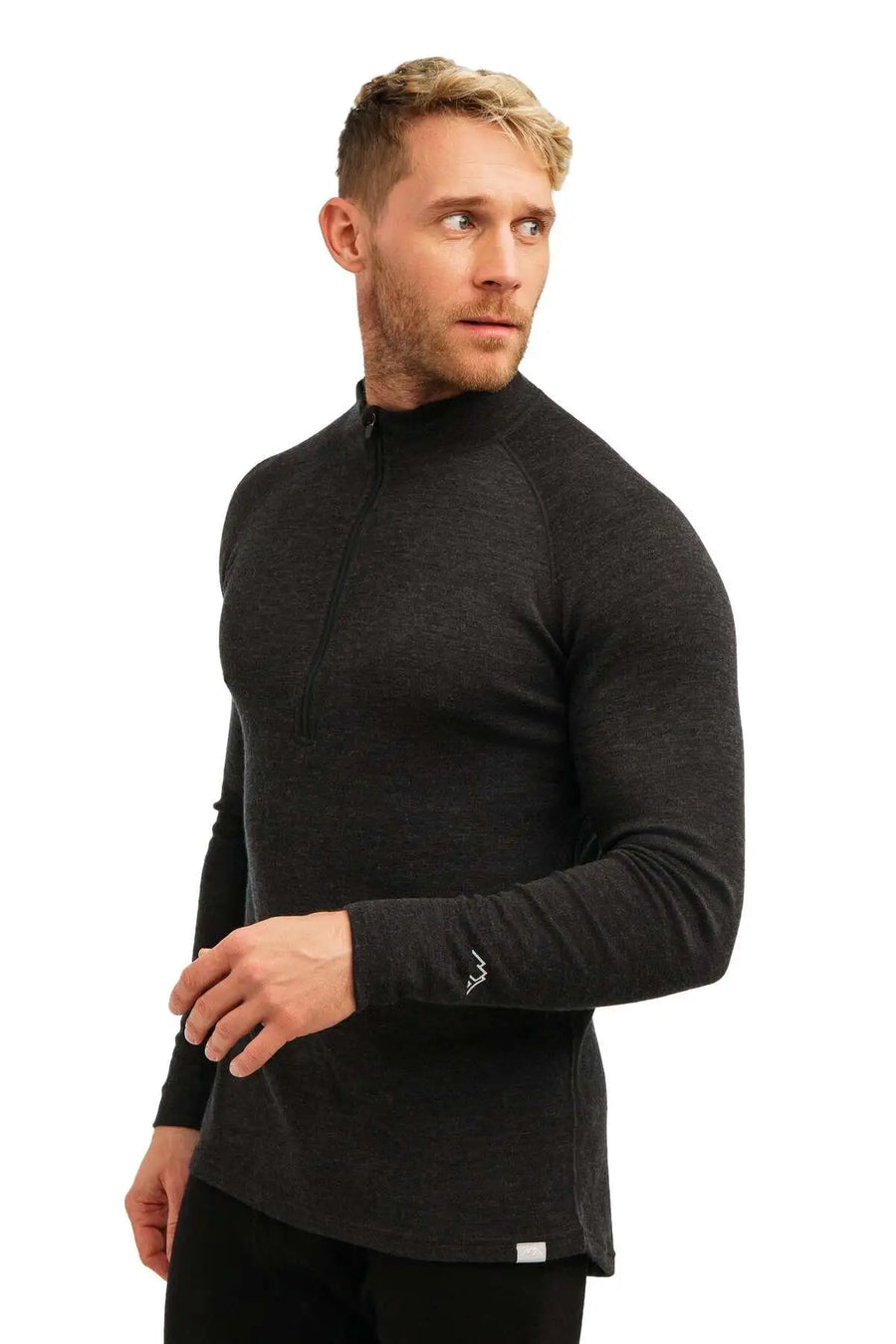 Men's Merino Half Zip Long Sleeve 320 Charcoal Grey — view 3