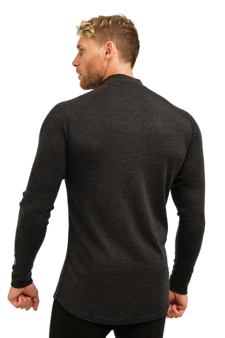 Men's Merino Half Zip Long Sleeve 320 Charcoal Grey — view 4