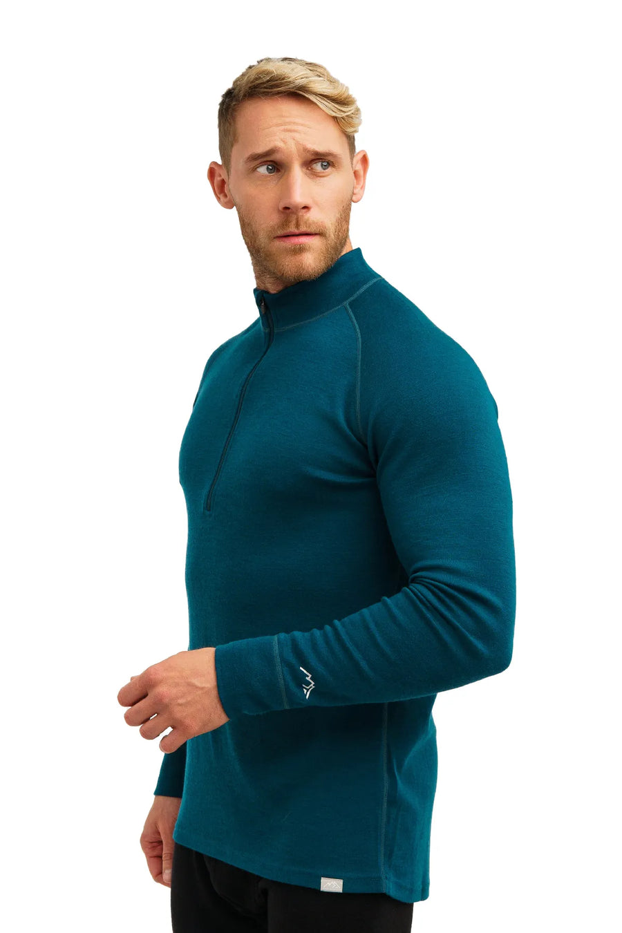 Men's Merino Half Zip Long Sleeve 250 Deep Teal — view 3