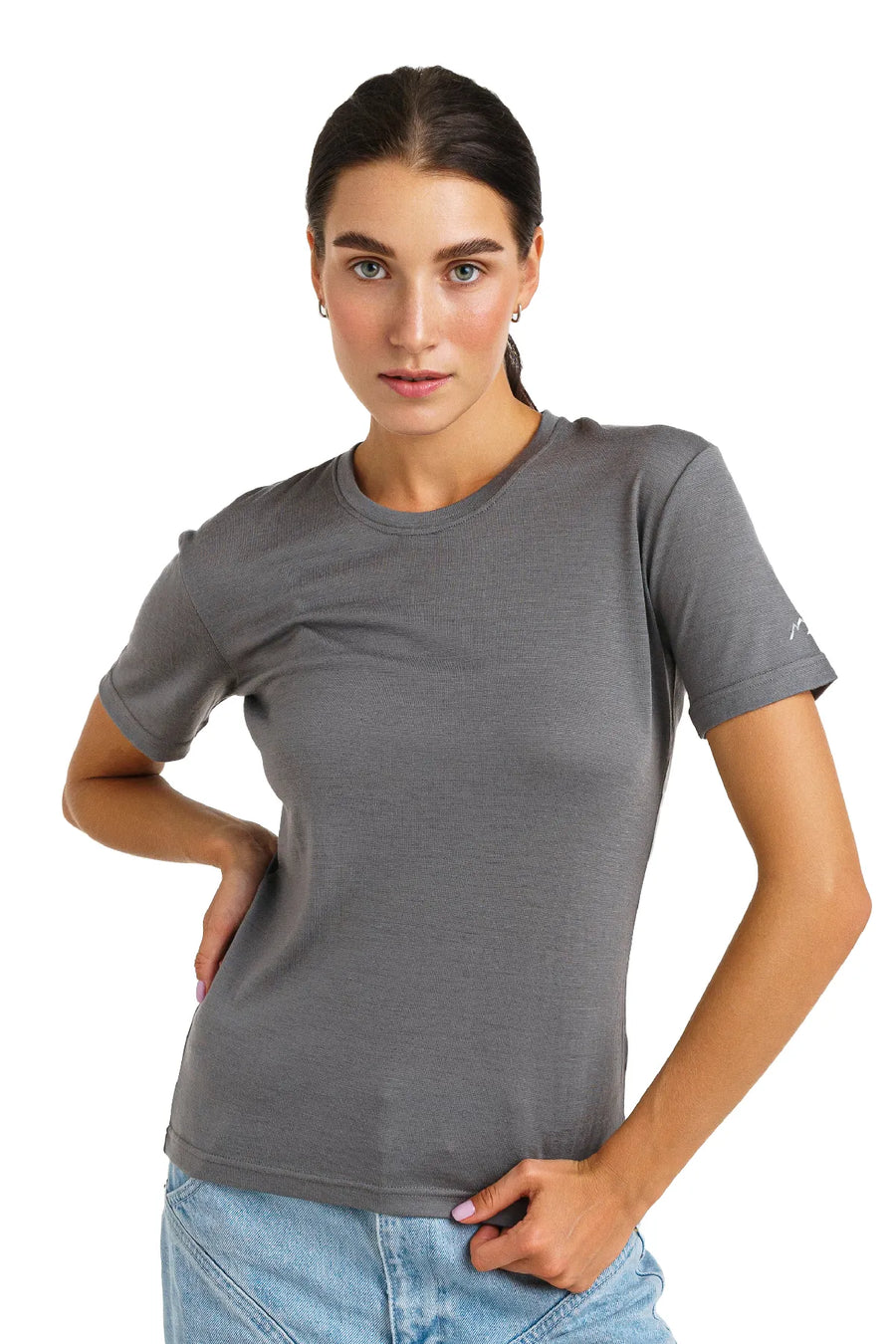Women's Merino T-shirt 180 Perfect Gray Crewneck