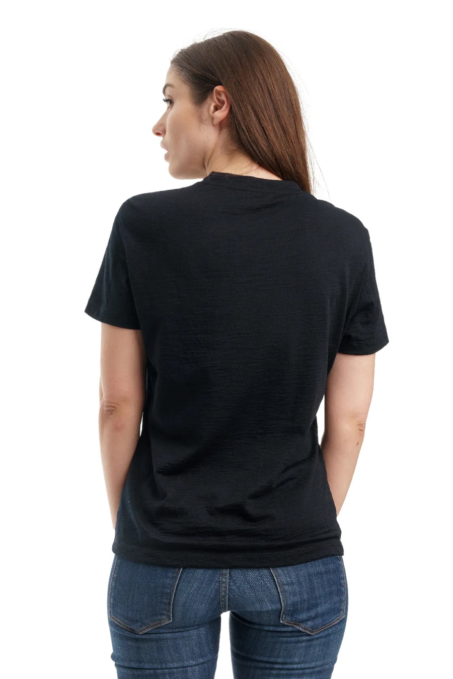 Women's Merino T-shirt 180 Solid Black V-Neck — view 3
