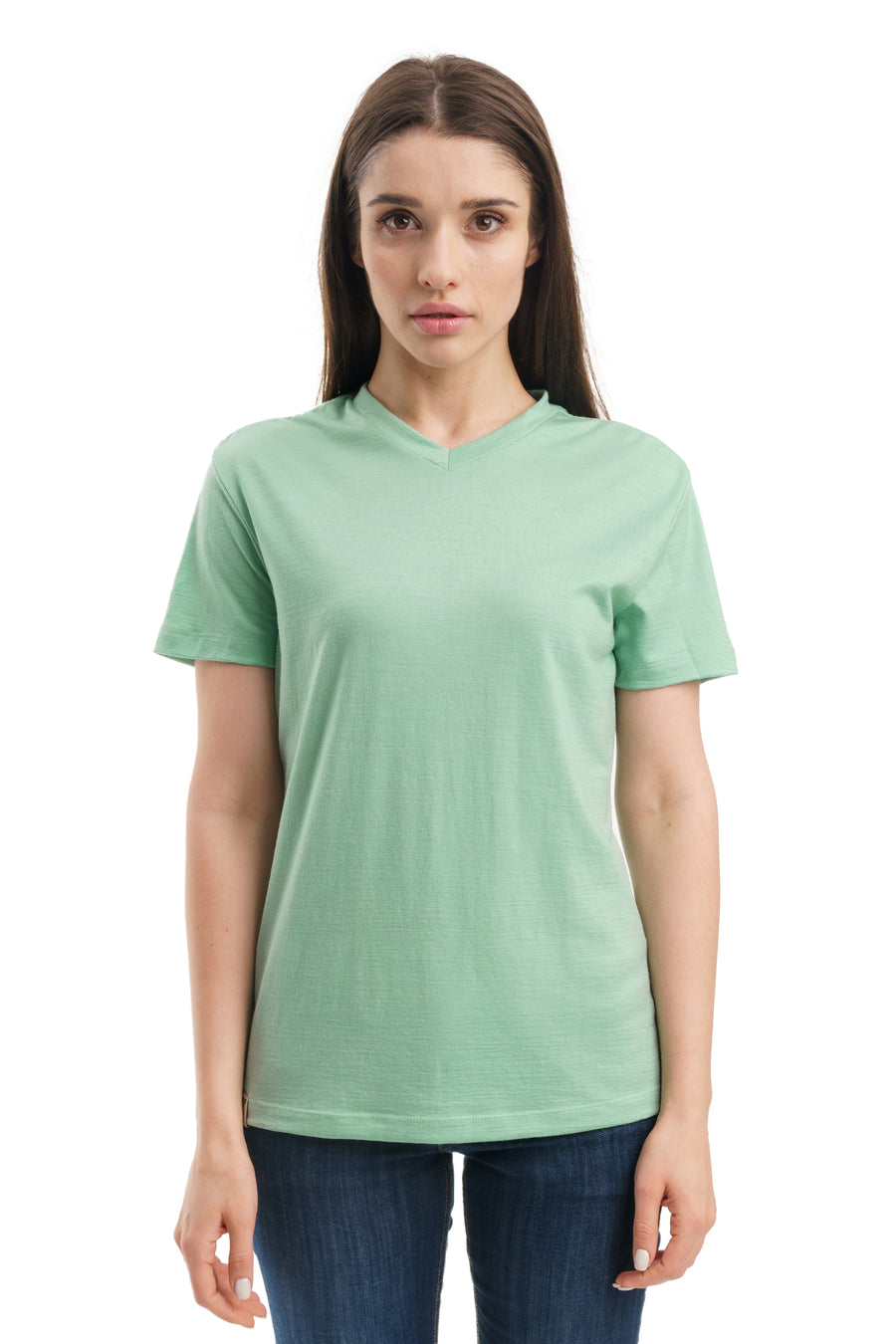 Women's Merino T-shirt 180 Green Tea V-Neck