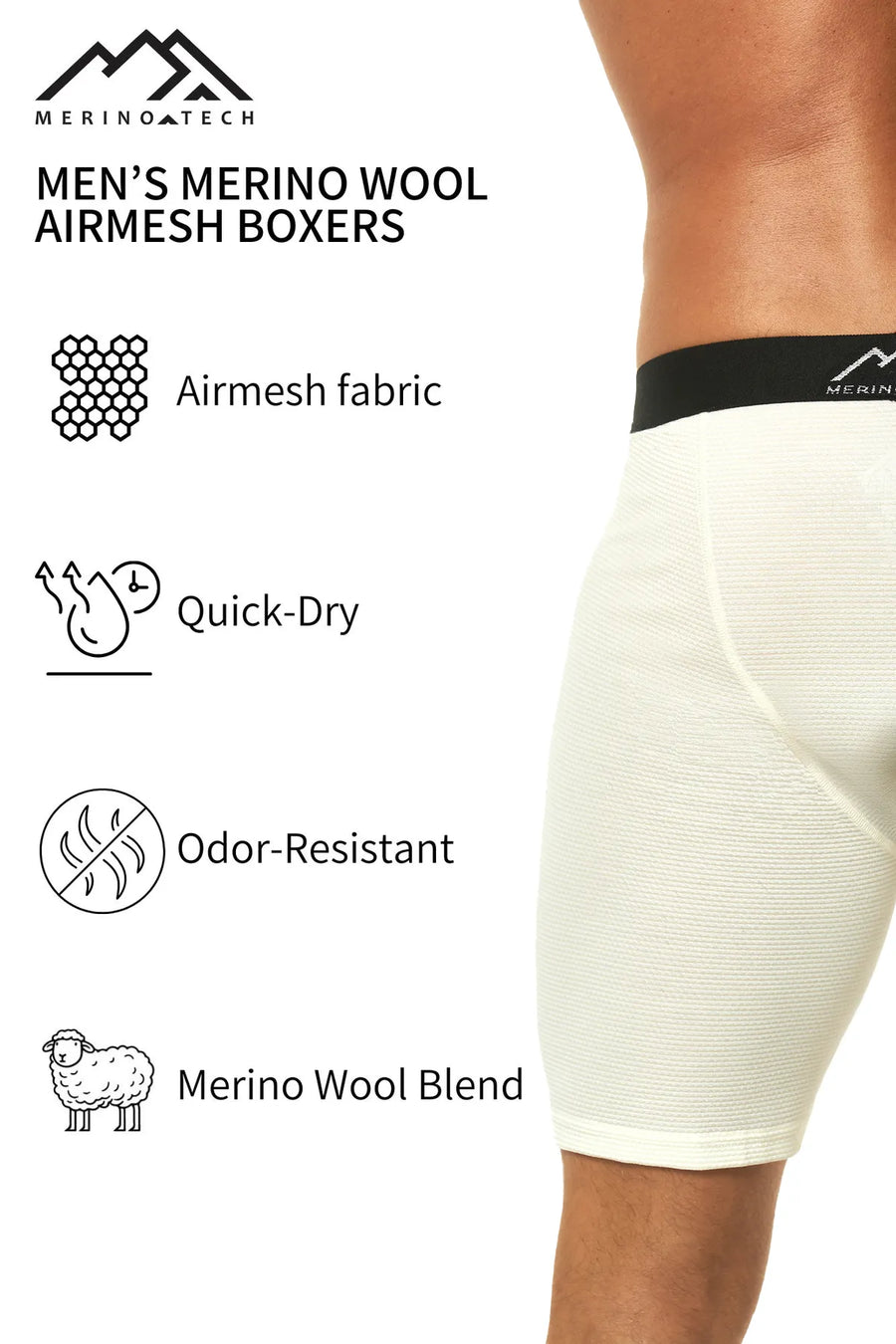 Men's Merino Boxers Airmesh Creamy, 1 pack — view 4
