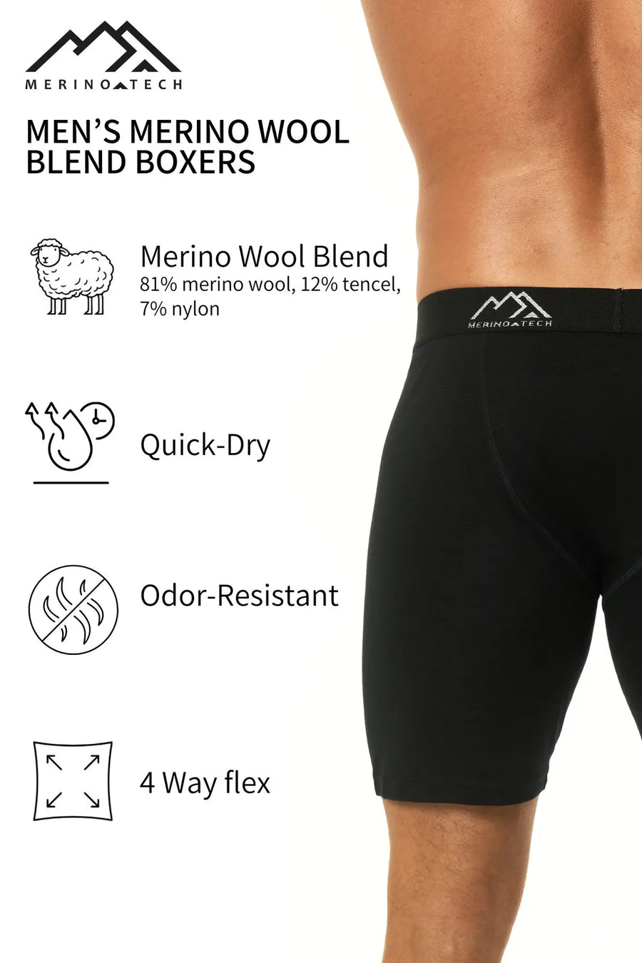 Men's Merino Boxers 170 Iron Black, 1 pack — view 4