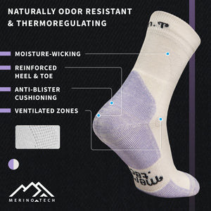 Merino Wool Hiking Socks - (Pack of 2) Canada Thistle