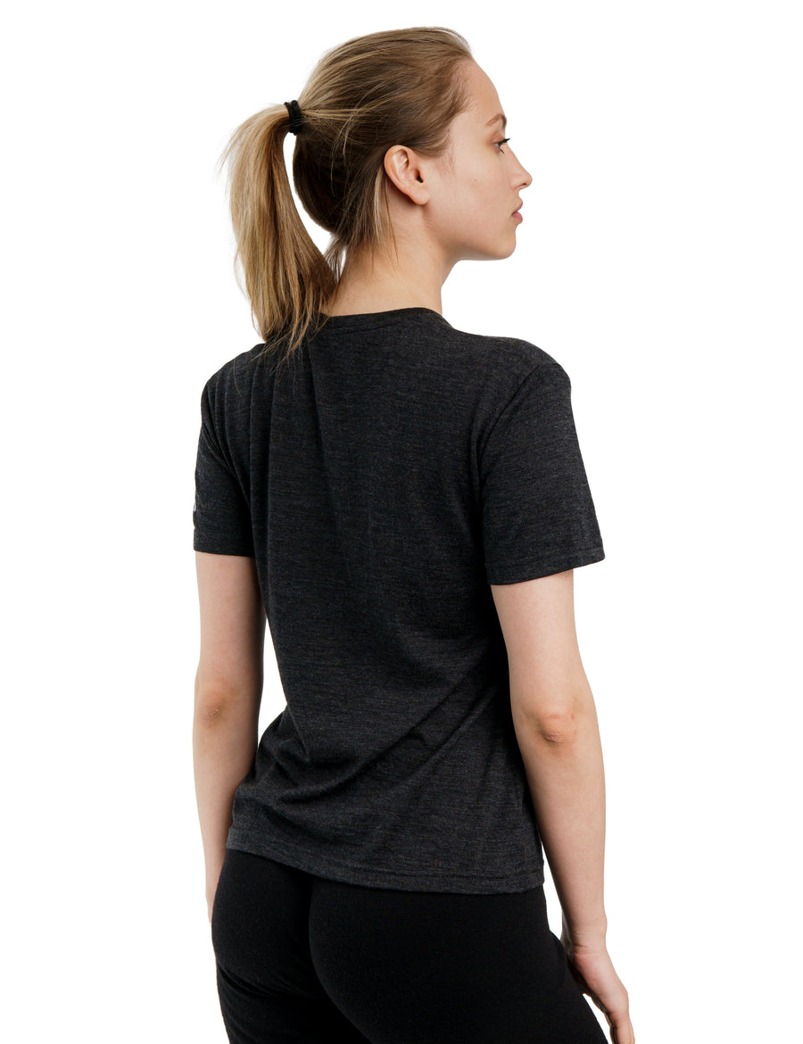 Women's Merino T-shirt 180 Heathered Black | V-Neck (+socks)