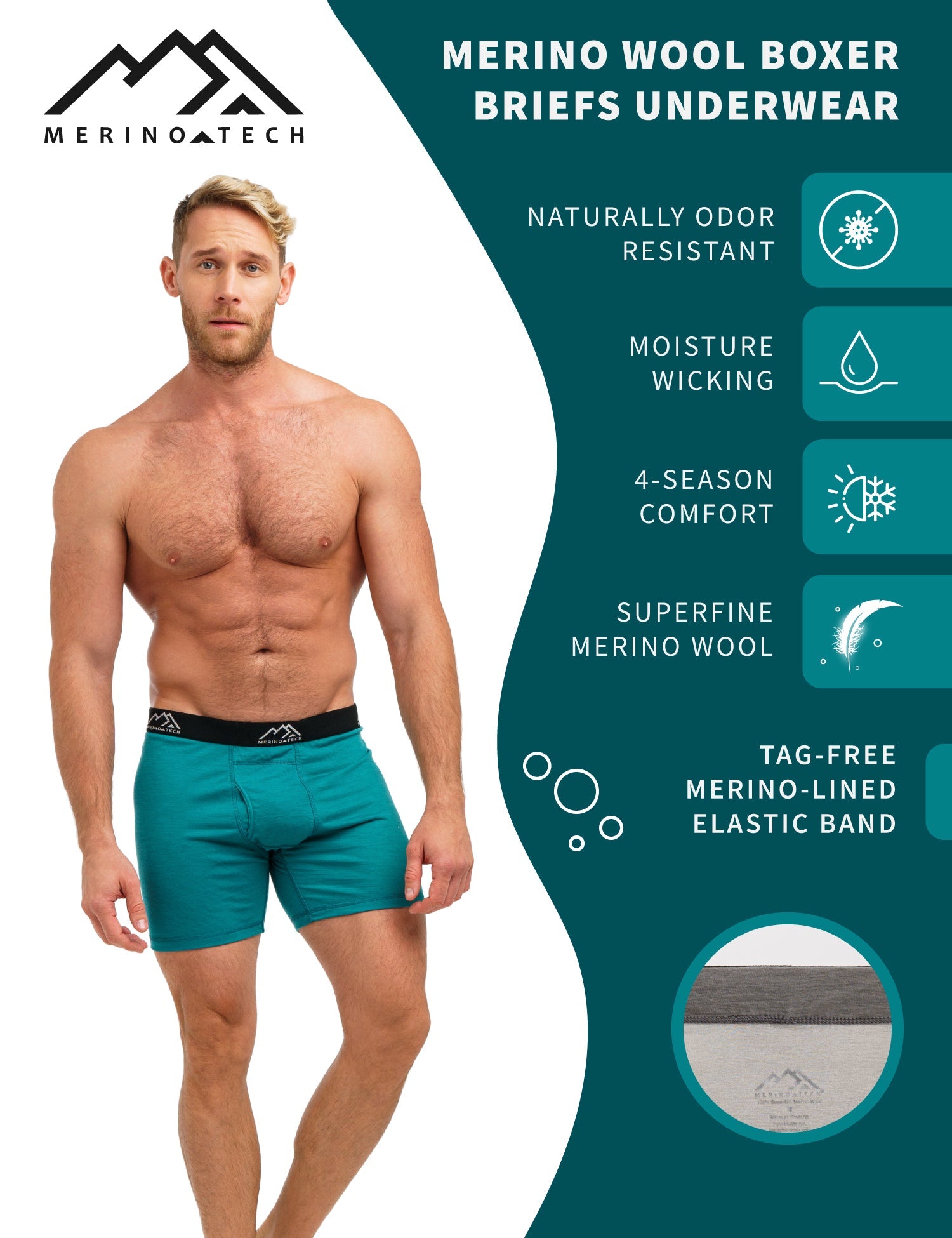 Merino.tech Merino Wool Underwear Mens - 100% Merino Boxer Wool Briefs Base  Layer for Men (XX-Large, 1 Pack - 170 Navy) at  Men's Clothing store