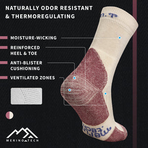Merino Wool Hiking Socks - (Pack of 2) Chesterfield Pack