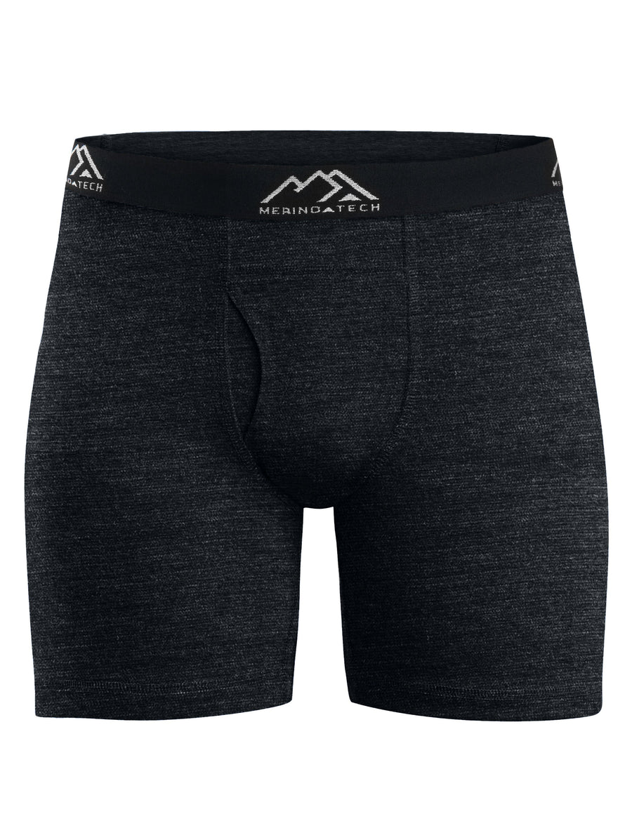 Men's Merino Boxers 190 Brief Heathered Black, 2 pack — view 5