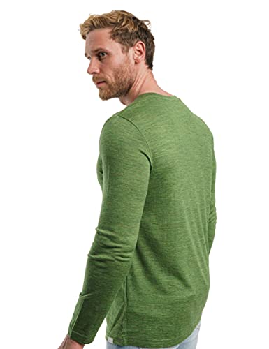 Merino Wool Long Sleeve (Green Olive) Thermal Base Layer Underwear -  Lightweight