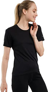 Women's Merino T-shirt 165 Solid Black | Crewneck