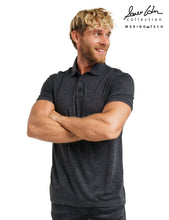 Load image into Gallery viewer, Men&#39;s Merino Polo 165 Heathered Black