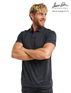 Men's Merino Polo 165 Heathered Black