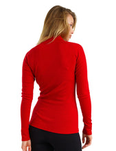 Load image into Gallery viewer, Women&#39;s Merino Half Zip Long Sleeve 250 Cherry Red