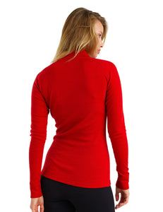 Women's Merino Half Zip Long Sleeve 250 Cherry Red