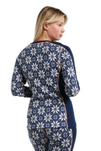 Load image into Gallery viewer,  Merino Wool Long Sleeve  Snowflake Navy