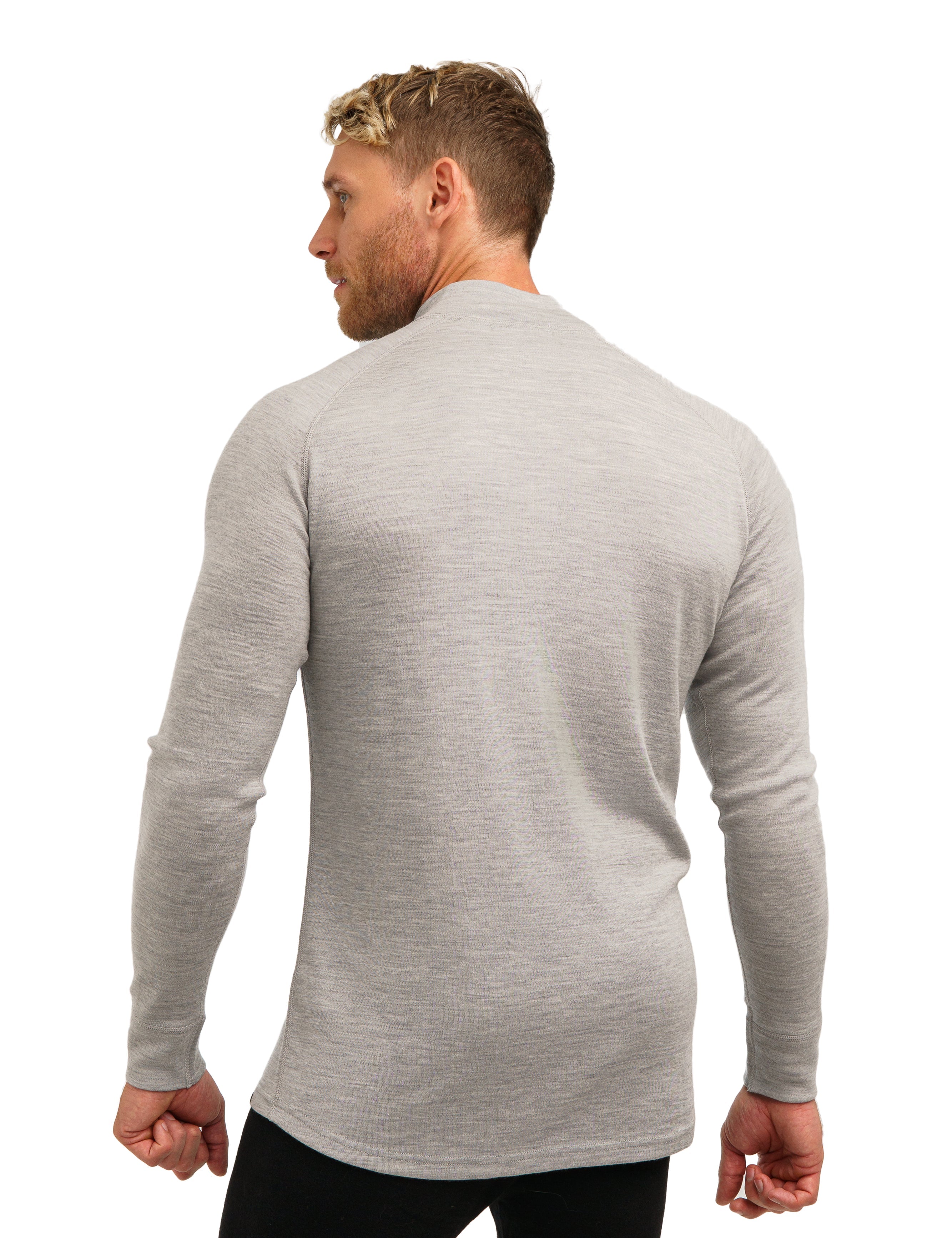 Men's Merino Half Zip Long Sleeve 320 Heather Gray