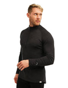 Merino Wool Half Zip Long Sleeve  Charcoal Grey