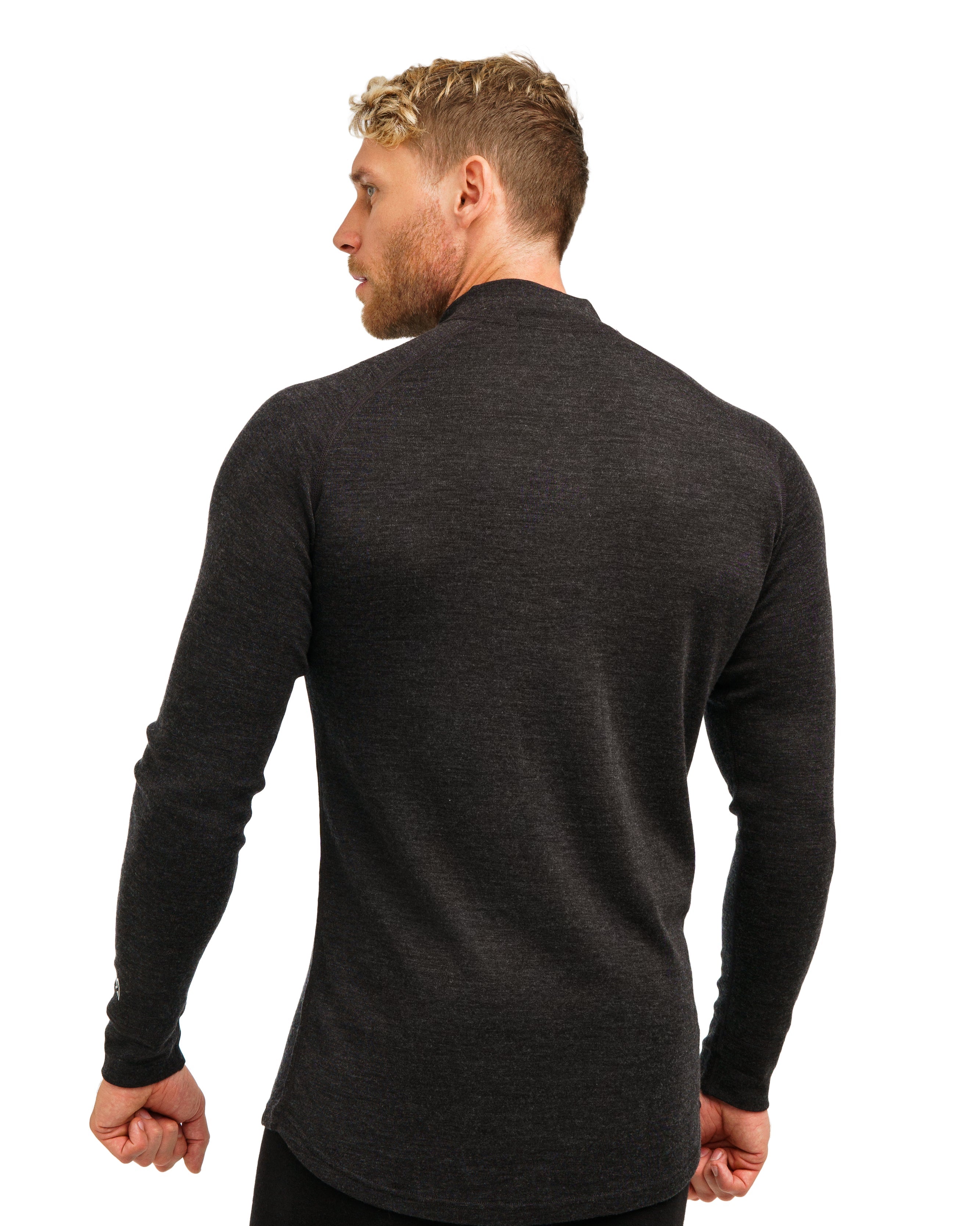Merino Wool Half Zip Long Sleeve  Charcoal Grey