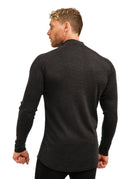 Merino Wool Half Zip Long Sleeve  Charcoal Grey