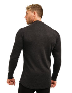  Merino Wool Half Zip Long Sleeve  Charcoal Grey