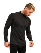 Merino Wool Half Zip Long Sleeve  Charcoal Grey