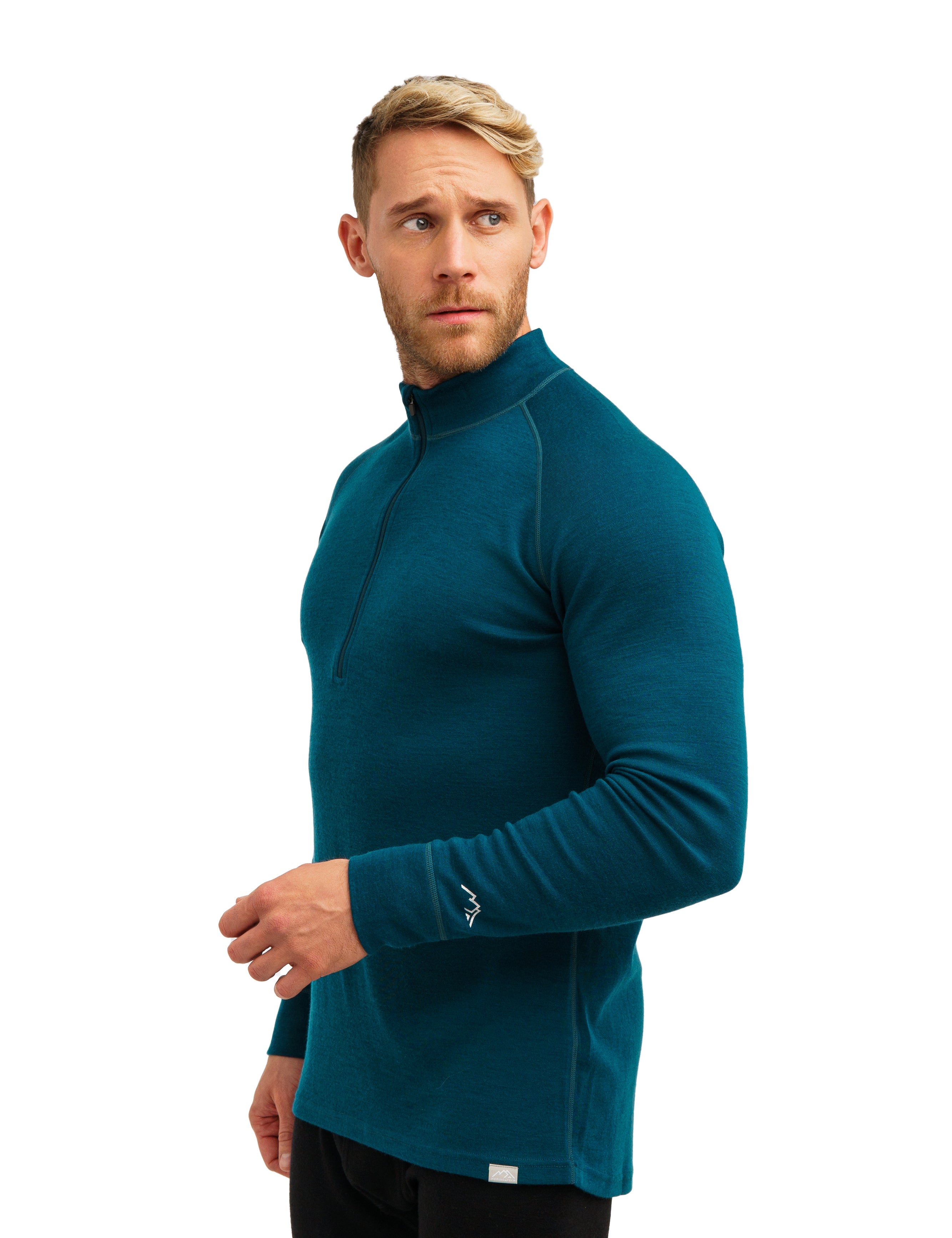 Men's Merino Wool Half Zip Base Layer Tops for Adjustable Comfort 