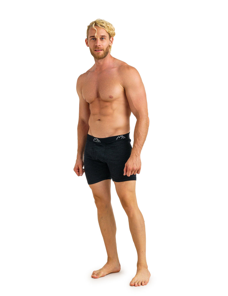 Men's Merino Boxers 190 Brief Heathered Black, 2 pack — view 7