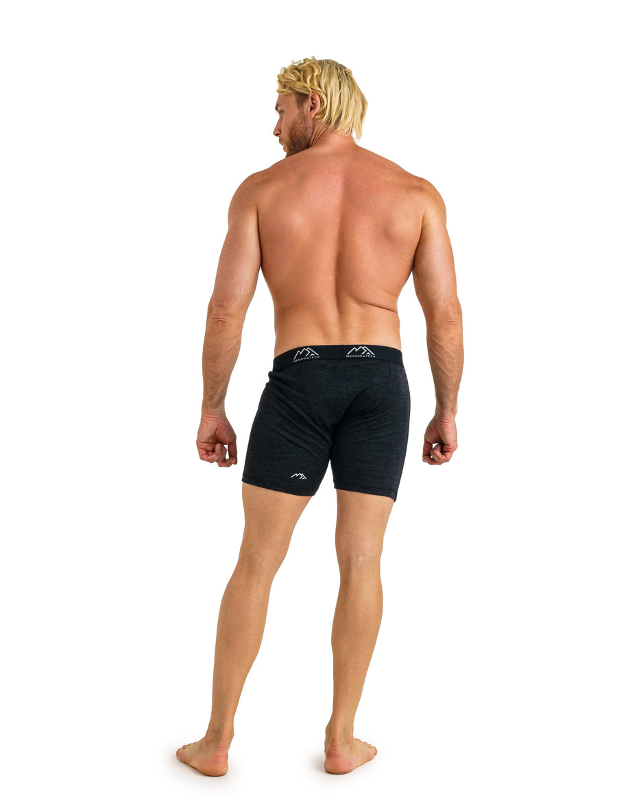 Men's Merino Boxers 190 Brief Heathered Black, 2 pack — view 9