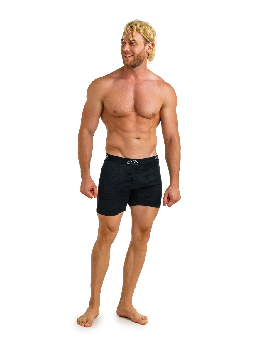 Men's Merino Boxers 190 Brief Heathered Black, 2 pack — view 6