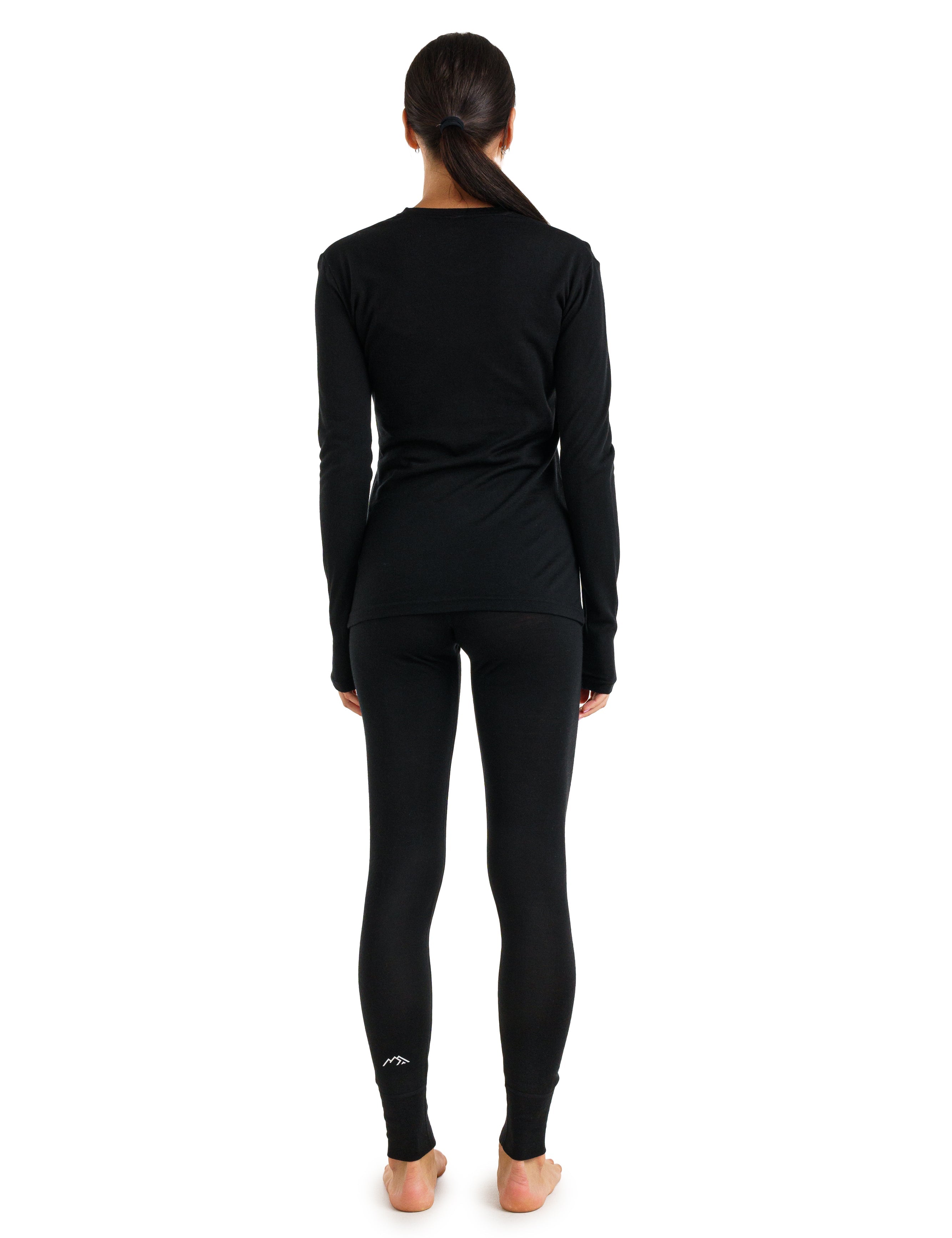 Women's Merino Wool Base Layer Set | Thermal Set | Black