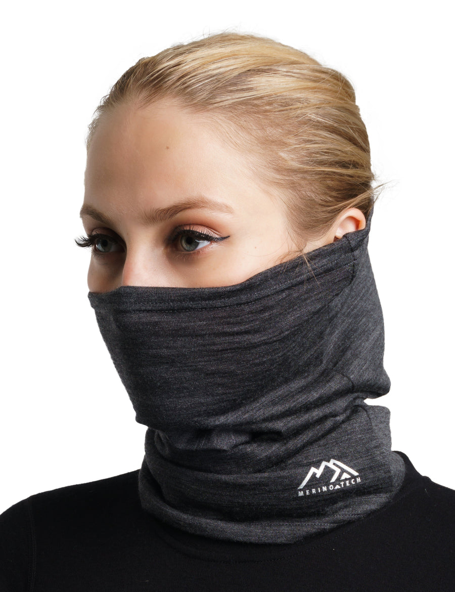 Merino Neck Gaiter 165 Heathered Black — view 3