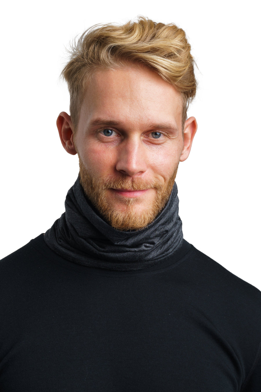 Merino Neck Gaiter 165 Heathered Black — view 2