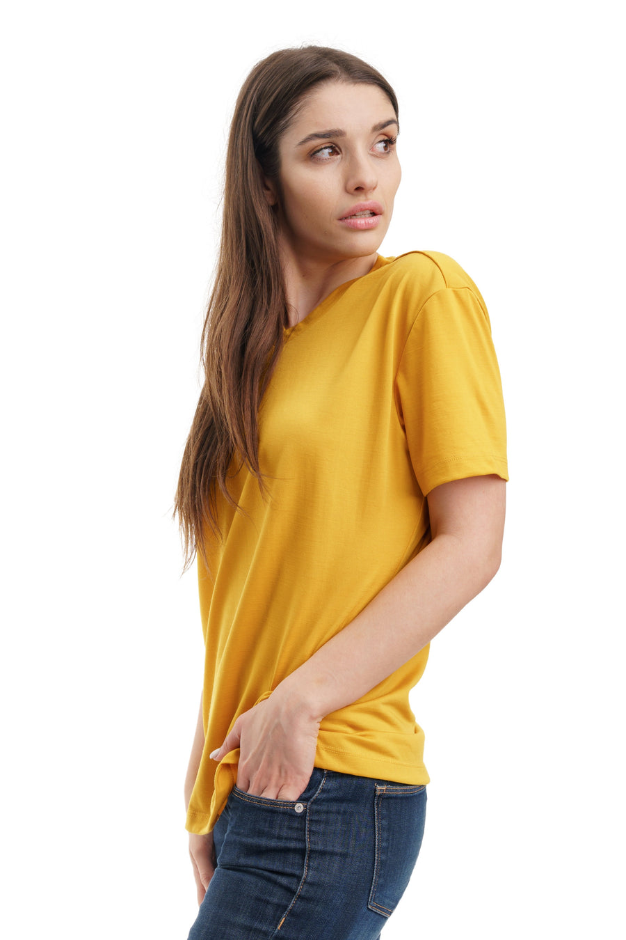 Women's Merino T-shirt 180 Mustard | V-Neck (+socks)